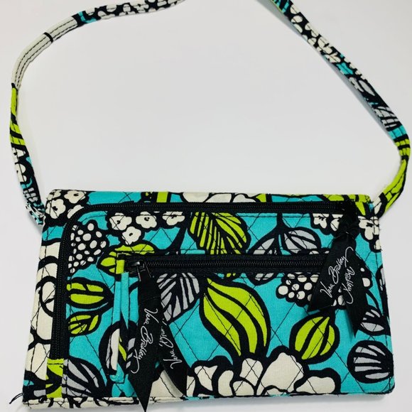 Vera Bradley Trifold Wallet Crossbody Purse Hipster Rumba Clutch Blue Retired - Picture 4 of 16